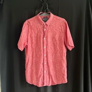 American rag linen/cotton blend button-up, short-sleeved shirt.